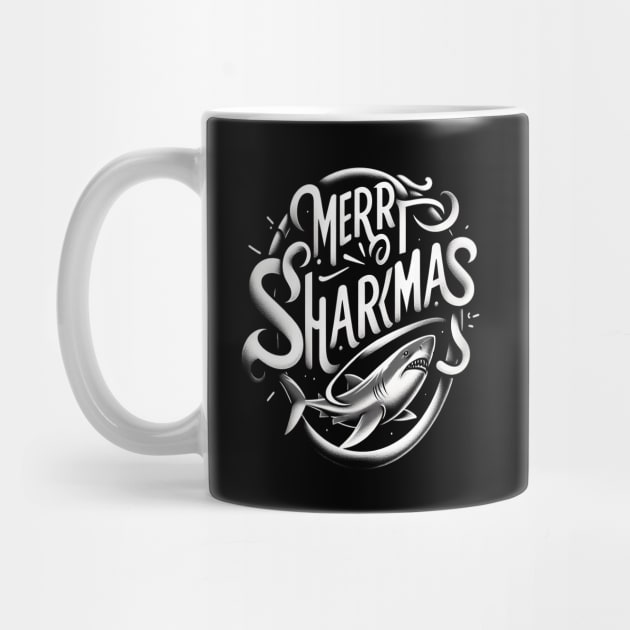 Merry Sharkmas, Santa Waving, Christmas Gift, m Shark Gift by Customo